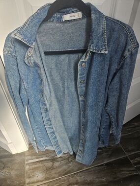 Mango Oversized Light Blue Denim Shirt Jacket